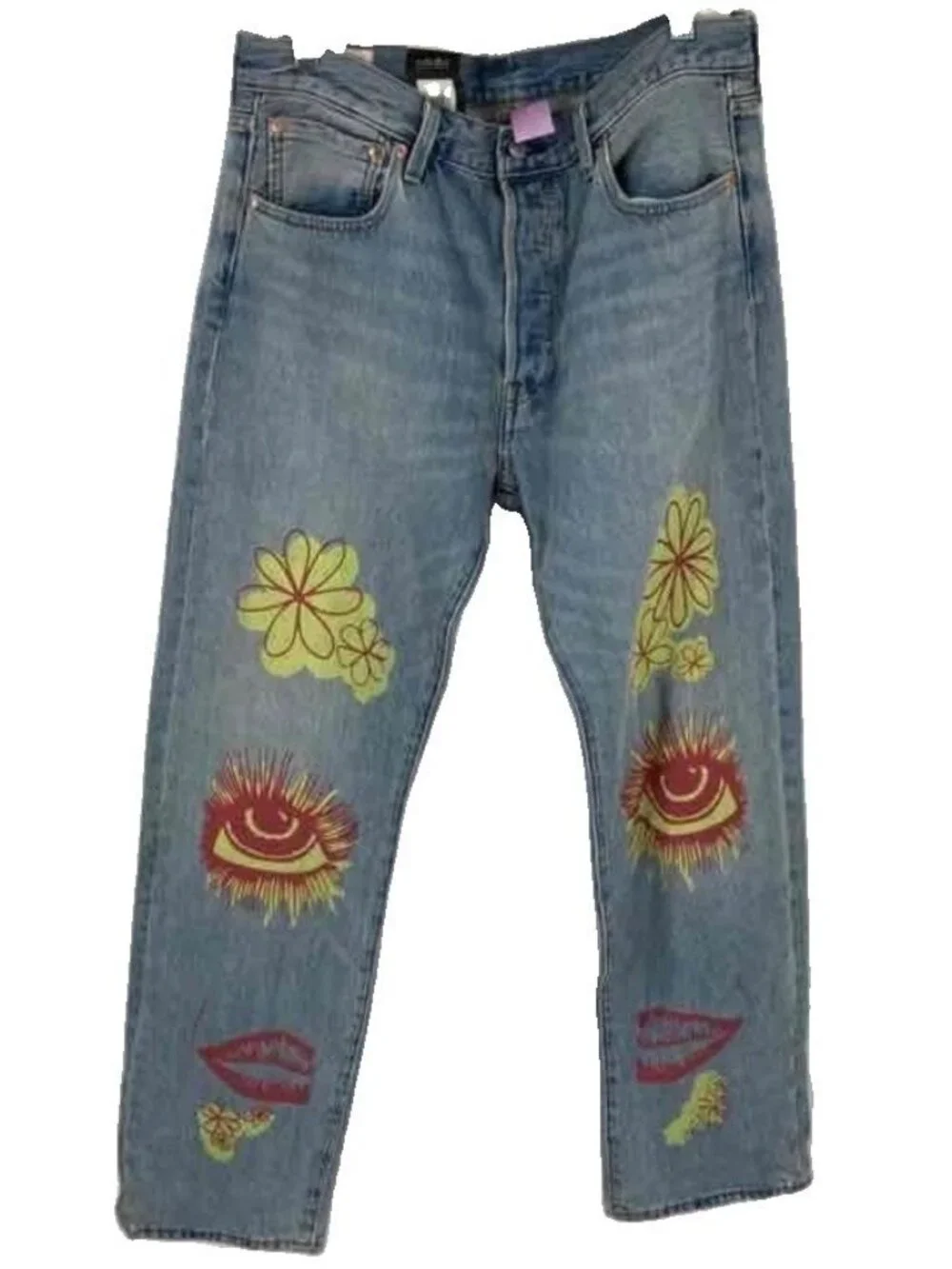 Levi's Premium Men’s 501 Jeans Hippie Love Peace Groovy Straight Leg NWT Y2K